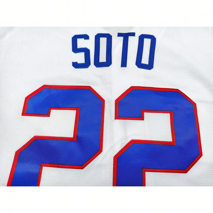Men's Juan Soto #22 Dominican Republic White Baseball Jersey, 2026 World Baseball Classic Embroidered Number Baseball Uniform, Fan Gift