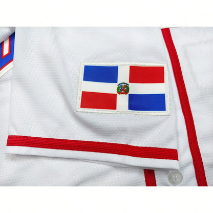 Men's Juan Soto #22 Dominican Republic White Baseball Jersey, 2026 World Baseball Classic Embroidered Number Baseball Uniform, Fan Gift