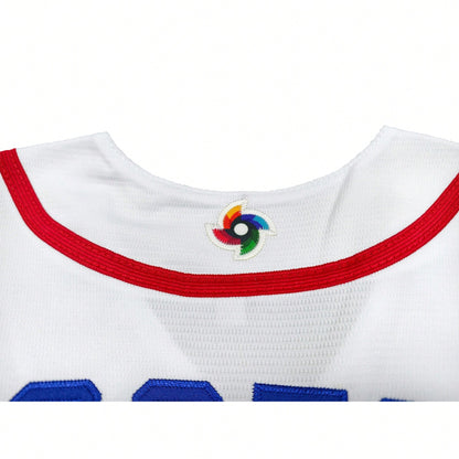Men's Juan Soto #22 Dominican Republic White Baseball Jersey, 2026 World Baseball Classic Embroidered Number Baseball Uniform, Fan Gift