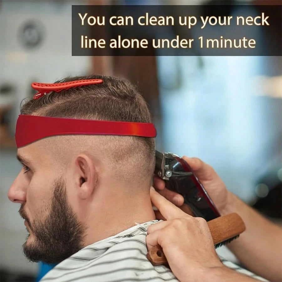 Men's Red Silicone Haircut Guide- Flexible, Bendable Haircut Guide Suitable For DIY Home And Travel Use, Soft Grip Hair Styling Tool