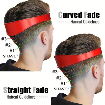 Men's Red Silicone Haircut Guide- Flexible, Bendable Haircut Guide Suitable For DIY Home And Travel Use, Soft Grip Hair Styling Tool