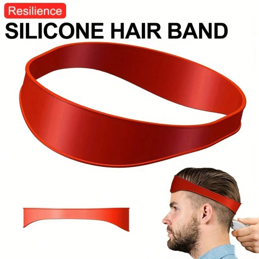 Men's Red Silicone Haircut Guide- Flexible, Bendable Haircut Guide Suitable For DIY Home And Travel Use, Soft Grip Hair Styling Tool