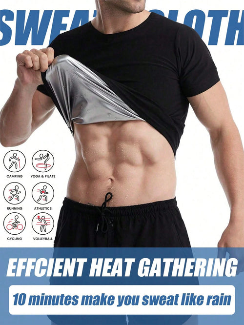 Men's Sweat-Wicking Short Sleeve T-Shirt For Sauna, Workout, Lumbar Girdles For Belly Slimming Corset Spring Sports Fall