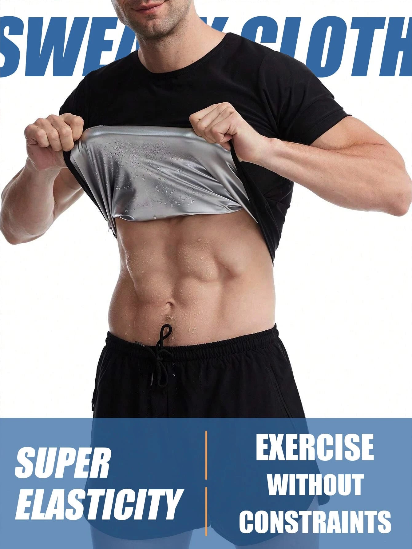 Men's Sweat-Wicking Short Sleeve T-Shirt For Sauna, Workout, Lumbar Girdles For Belly Slimming Corset Spring Sports Fall