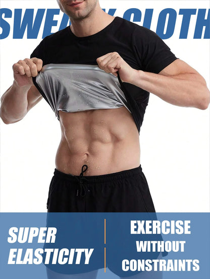Men's Sweat-Wicking Short Sleeve T-Shirt For Sauna, Workout, Lumbar Girdles For Belly Slimming Corset Spring Sports Fall