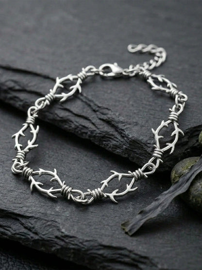 Men's Thorn Iron Belt Spiked Bracelet, Punk Hip Hop Style, High-Quality Bracelet, Hypoallergenic, Unique Style, Suitable For Everyday Wear And Dates.