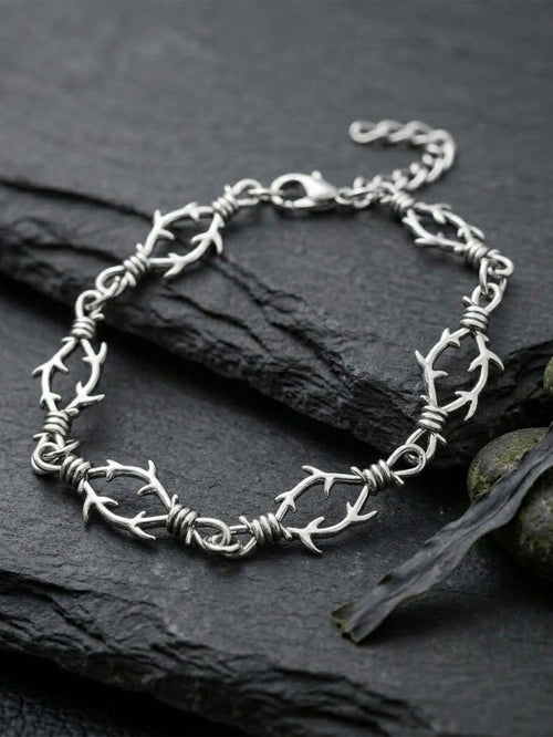 Men's Thorn Iron Belt Spiked Bracelet, Punk Hip Hop Style, High-Quality Bracelet, Hypoallergenic, Unique Style, Suitable For Everyday Wear And Dates.