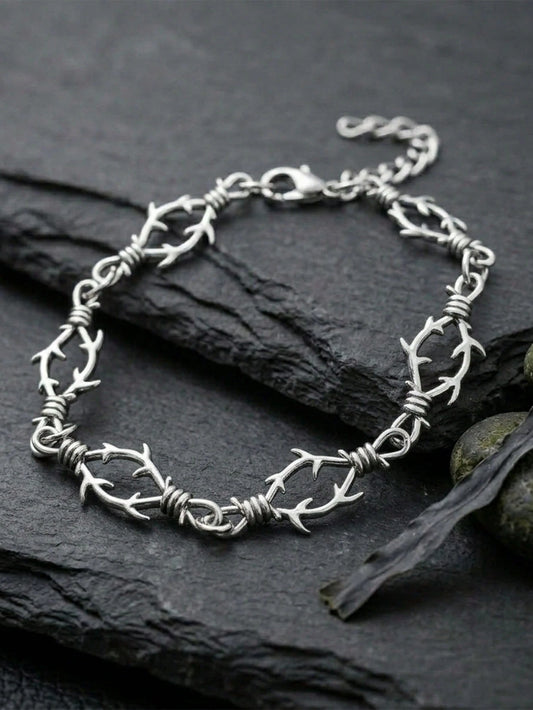 Men's Thorn Iron Belt Spiked Bracelet, Punk Hip Hop Style, High-Quality Bracelet, Hypoallergenic, Unique Style, Suitable For Everyday Wear And Dates.