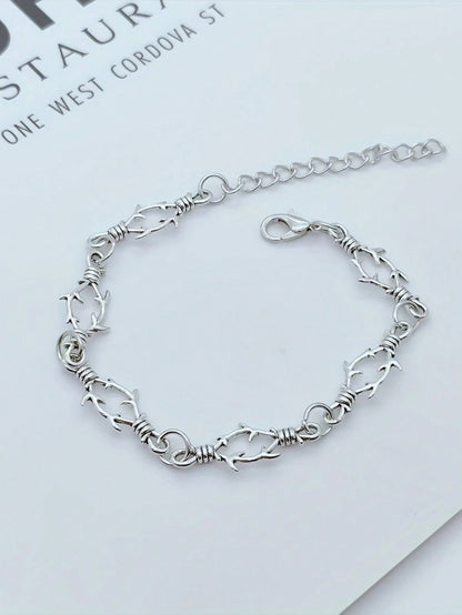 Men's Thorn Iron Belt Spiked Bracelet, Punk Hip Hop Style, High-Quality Bracelet, Hypoallergenic, Unique Style, Suitable For Everyday Wear And Dates.