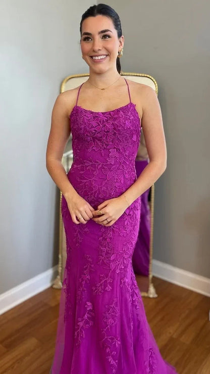 Mermaid Appliques Long Prom Dress Tulle Party Dress, Senior Prom Dresses,AST1607