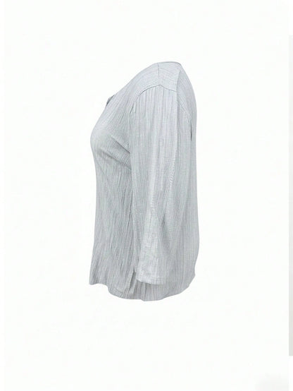 Minimalist Floral Embroidery Plus Size Women Shirt