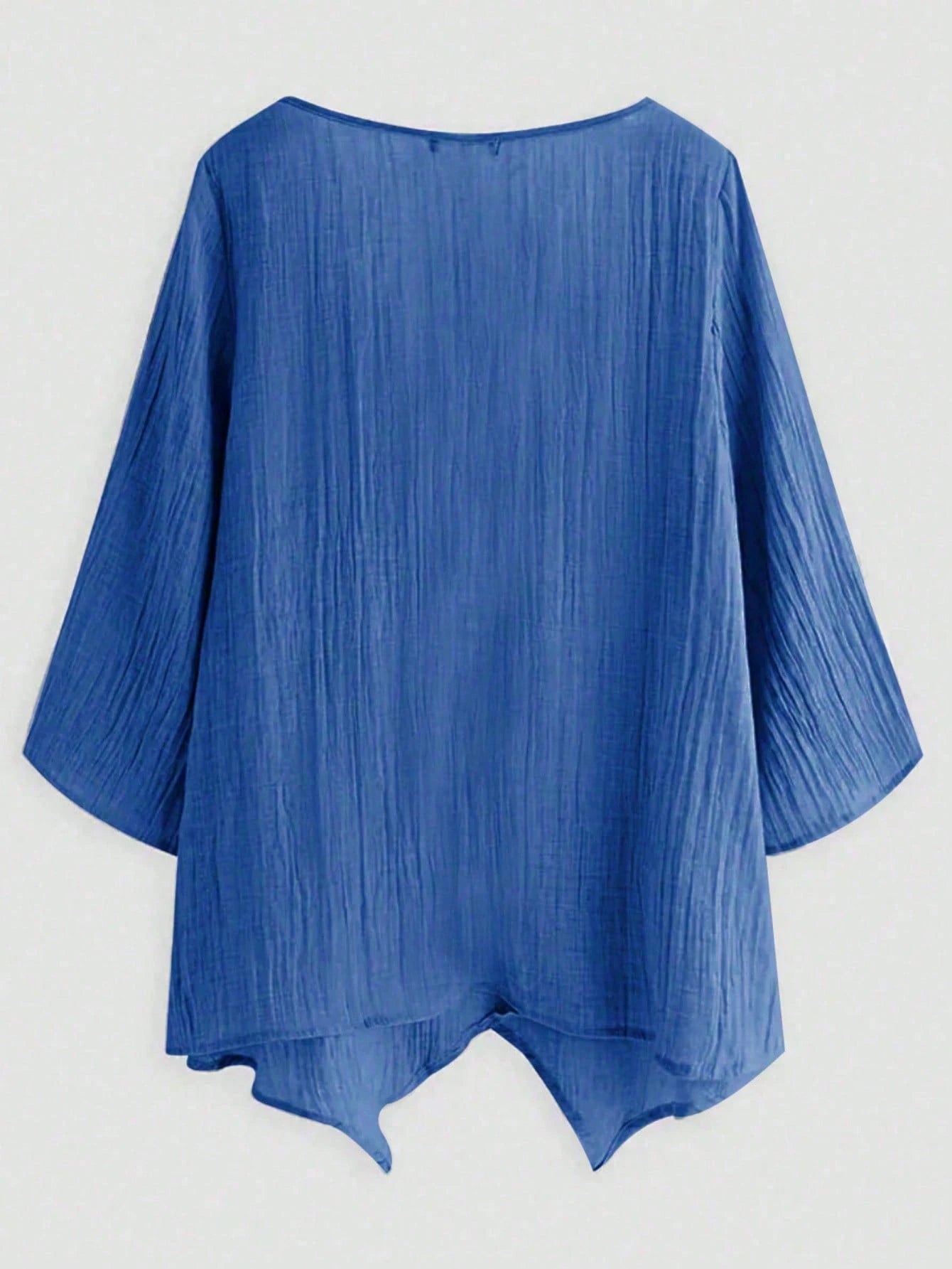 Minimalist Floral Embroidery Plus Size Women Shirt