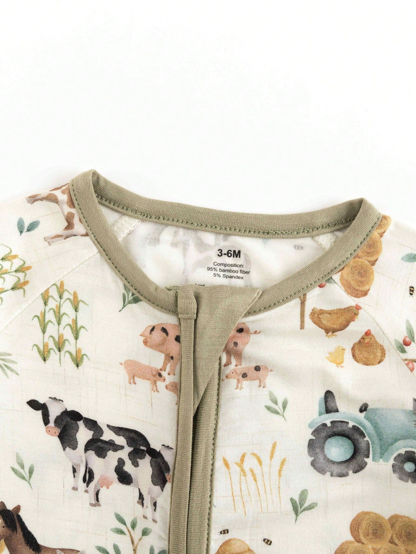 MIOZING Baby Farm Animal Romper, Tractor Cow Horse Chicken Print Bamboo Zipper Jumpsuit, All Season Daily Lounge Playwear For Baby Boys