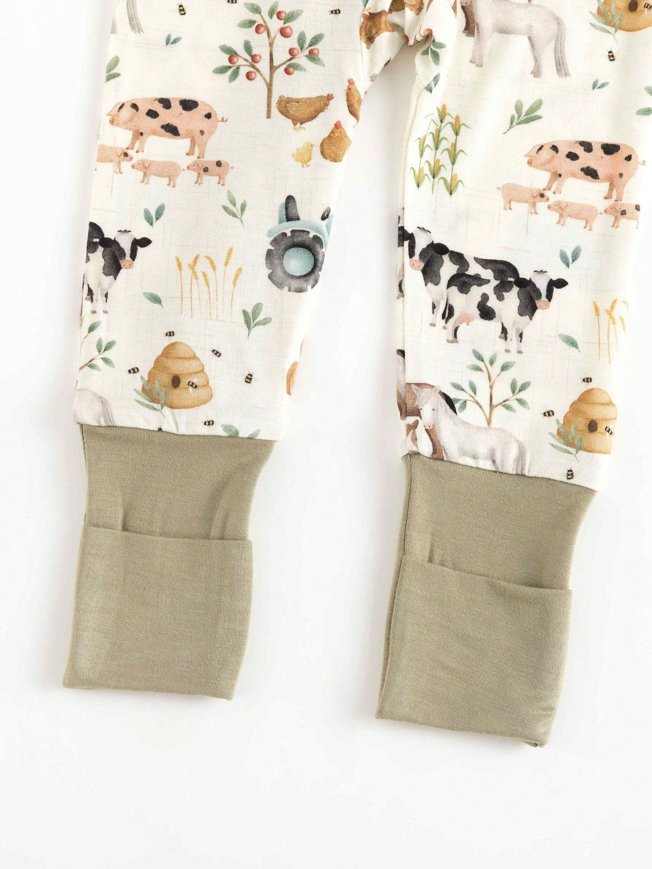 MIOZING Baby Farm Animal Romper, Tractor Cow Horse Chicken Print Bamboo Zipper Jumpsuit, All Season Daily Lounge Playwear For Baby Boys