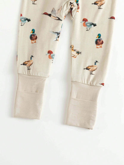 MIOZING Cute Wild Duck Print Full Zip Long Sleeve Baby Romper, All Season Everyday Casual Outfit, Soft Skin-Friendly Bamboo Fiber Fabric For Baby Girl