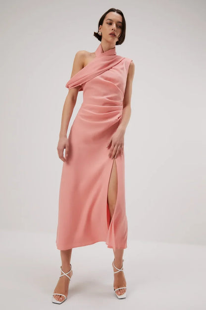 Misha Amiya Satin Midi Dress - Quartz Pink - JAUS