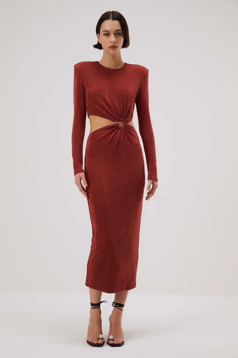 Misha Beatriz Slinky Jersey Midi Dress - Henna - JAUS