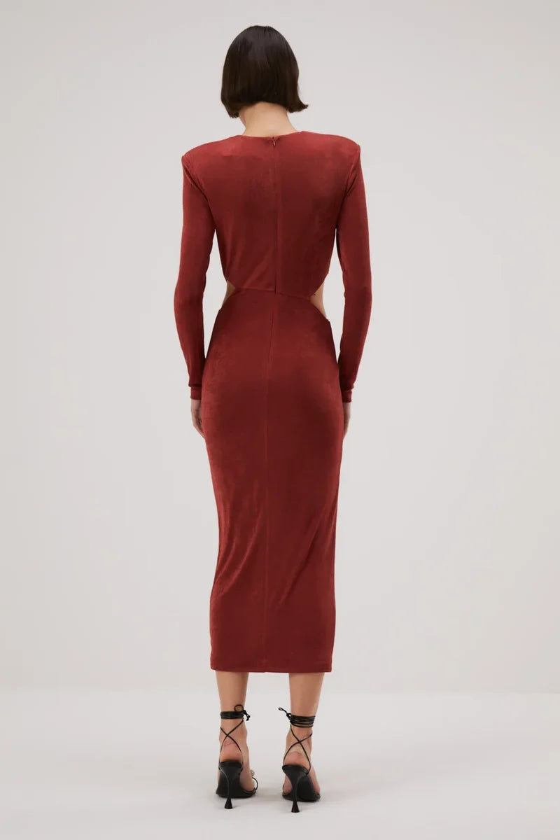 Misha Beatriz Slinky Jersey Midi Dress - Henna - JAUS