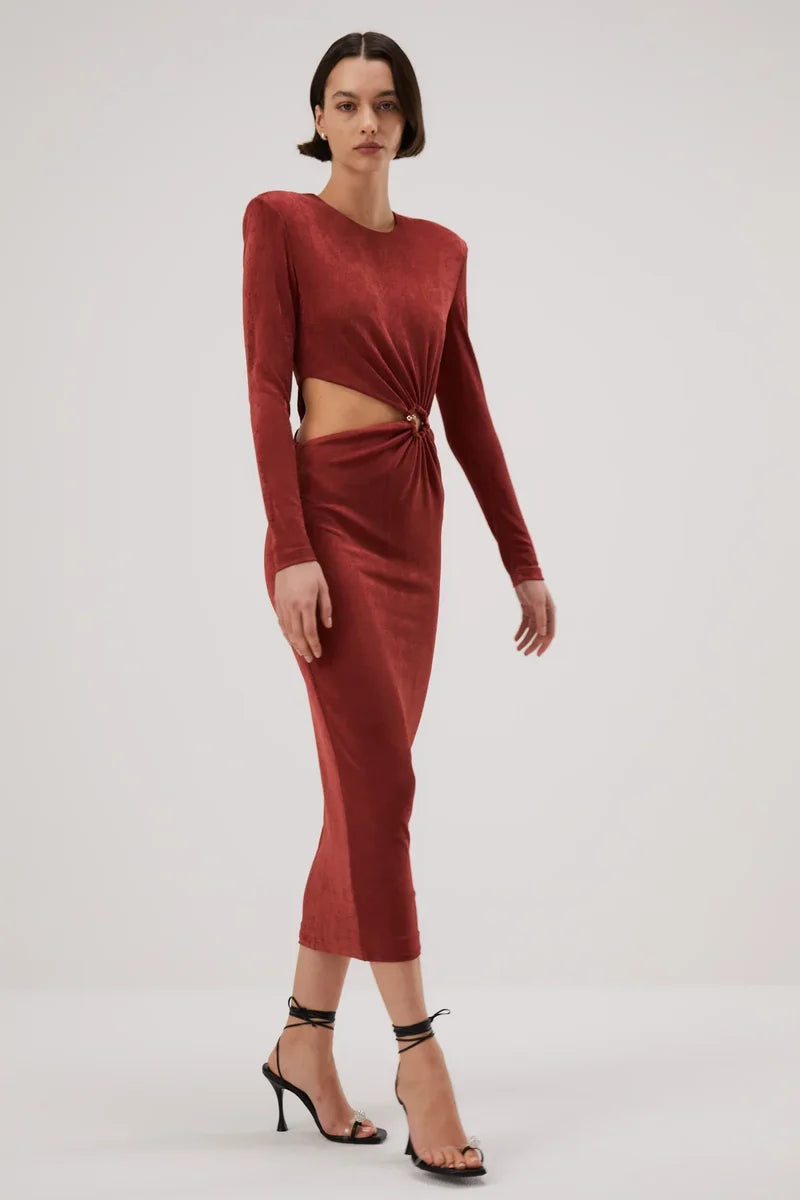 Misha Beatriz Slinky Jersey Midi Dress - Henna - JAUS