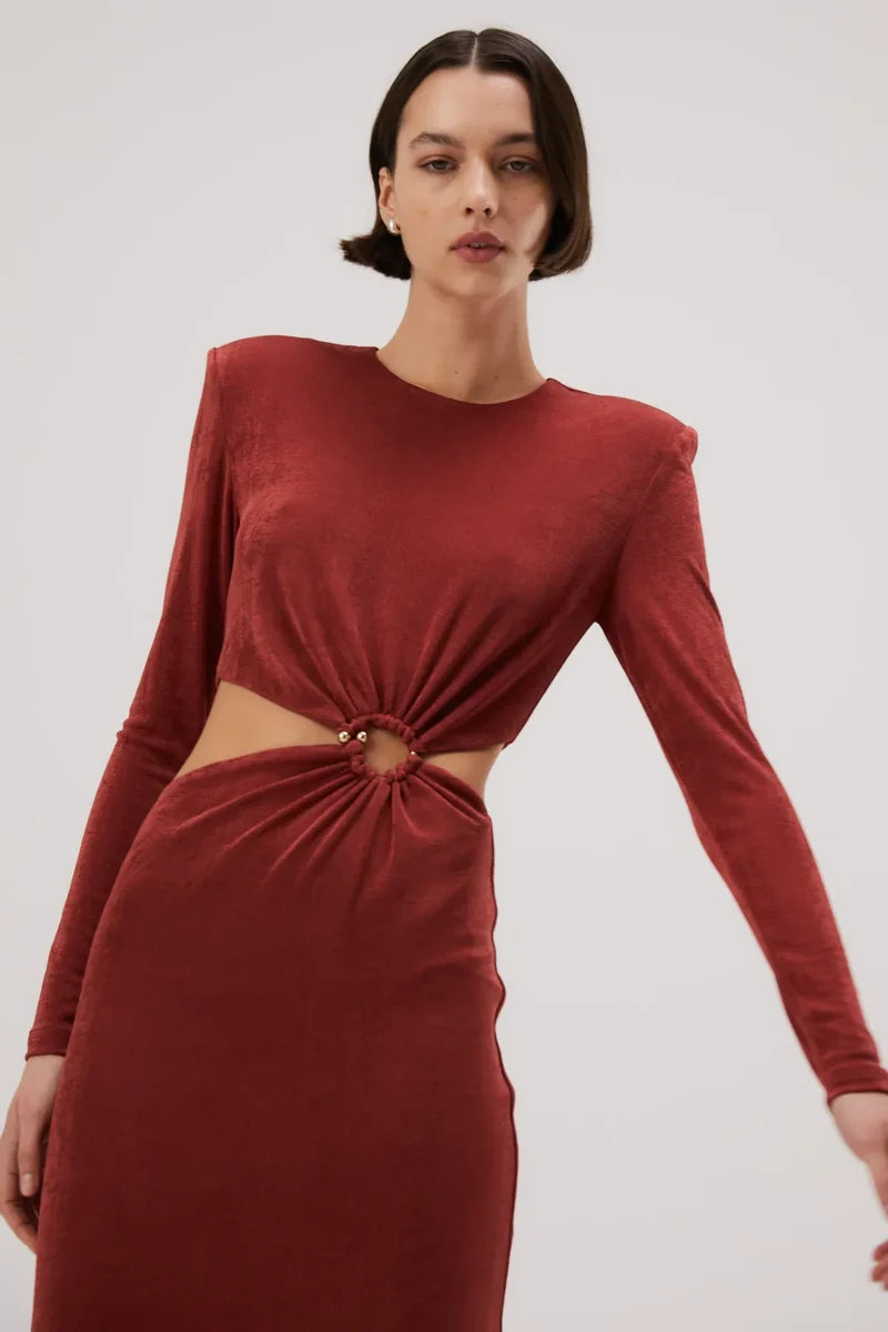 Misha Beatriz Slinky Jersey Midi Dress - Henna - JAUS