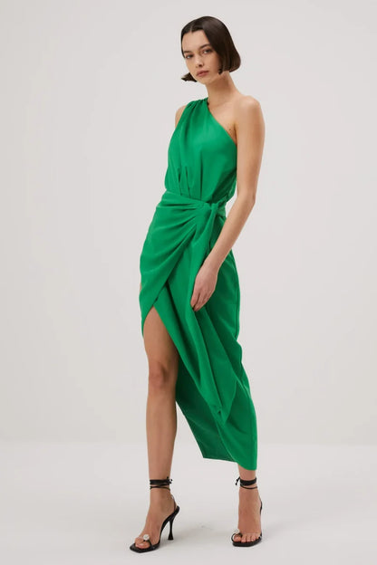 Misha Brooks Satin Midi Dress - Island Green - JAUS