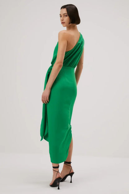 Misha Brooks Satin Midi Dress - Island Green - JAUS