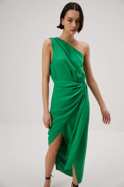 Misha Brooks Satin Midi Dress - Island Green - JAUS
