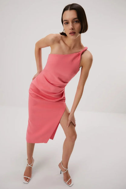 Misha Carrington Bonded Crepe Midi Dress - Honeysuckle - JAUS