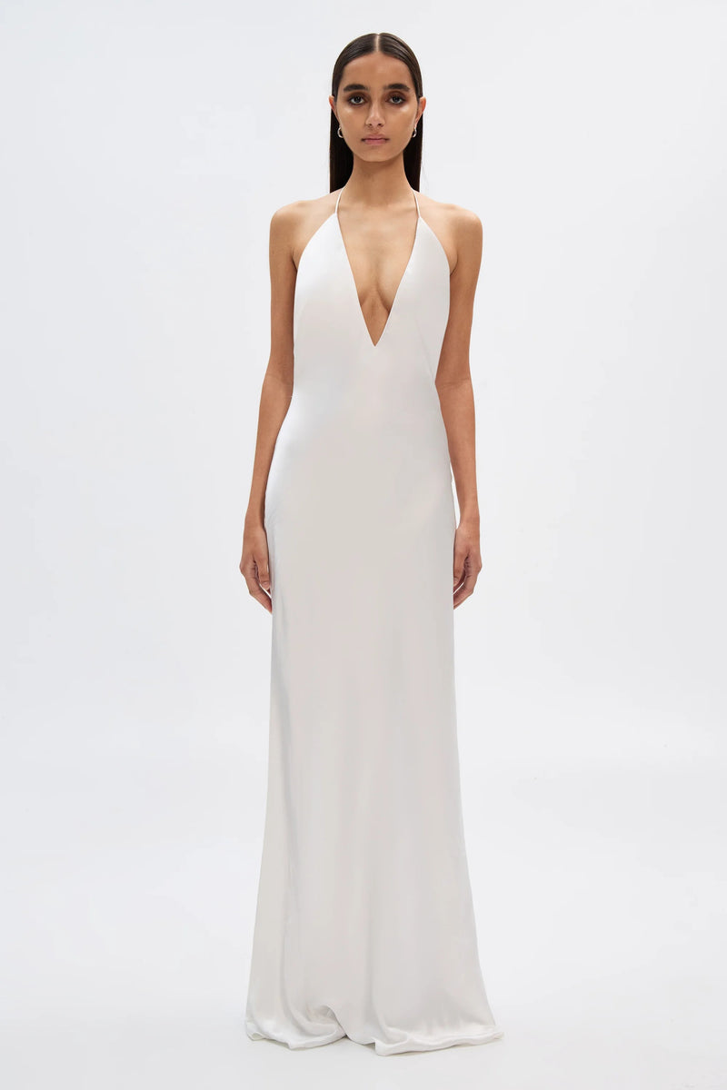 Misha Honor Satin Maxi Dress - Ivory