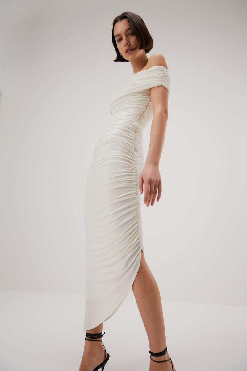 Misha Keoni Slinky Jersey Midi Dress - Ivory - JAUS