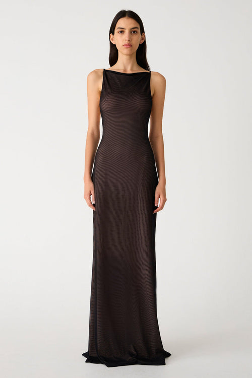 Misha Nina Mesh Gown - Black - SHOPJAUS - JAUS