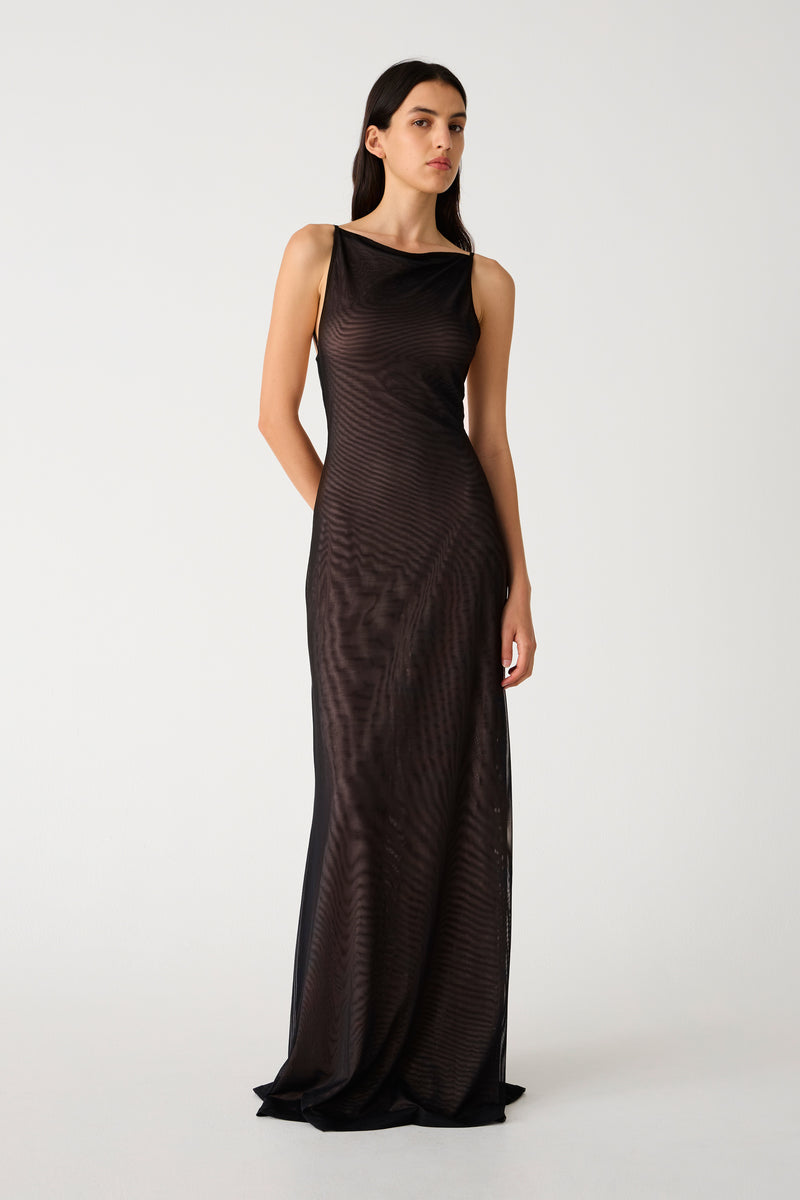 Misha Nina Mesh Gown - Black - SHOPJAUS - JAUS