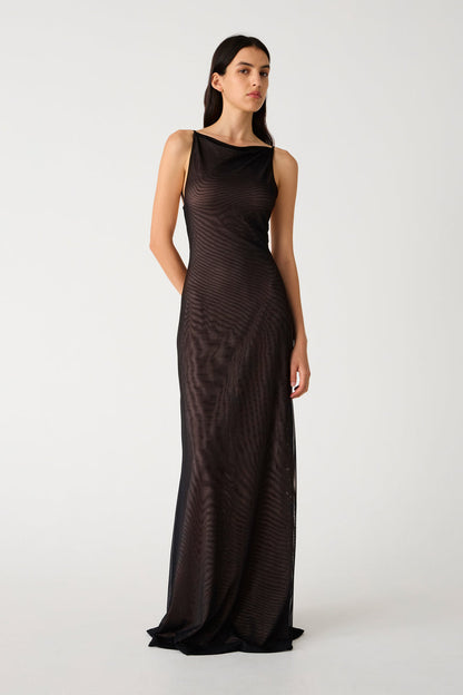 Misha Nina Mesh Gown - Black - SHOPJAUS - JAUS