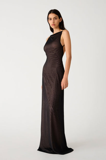 Misha Nina Mesh Gown - Black - SHOPJAUS - JAUS
