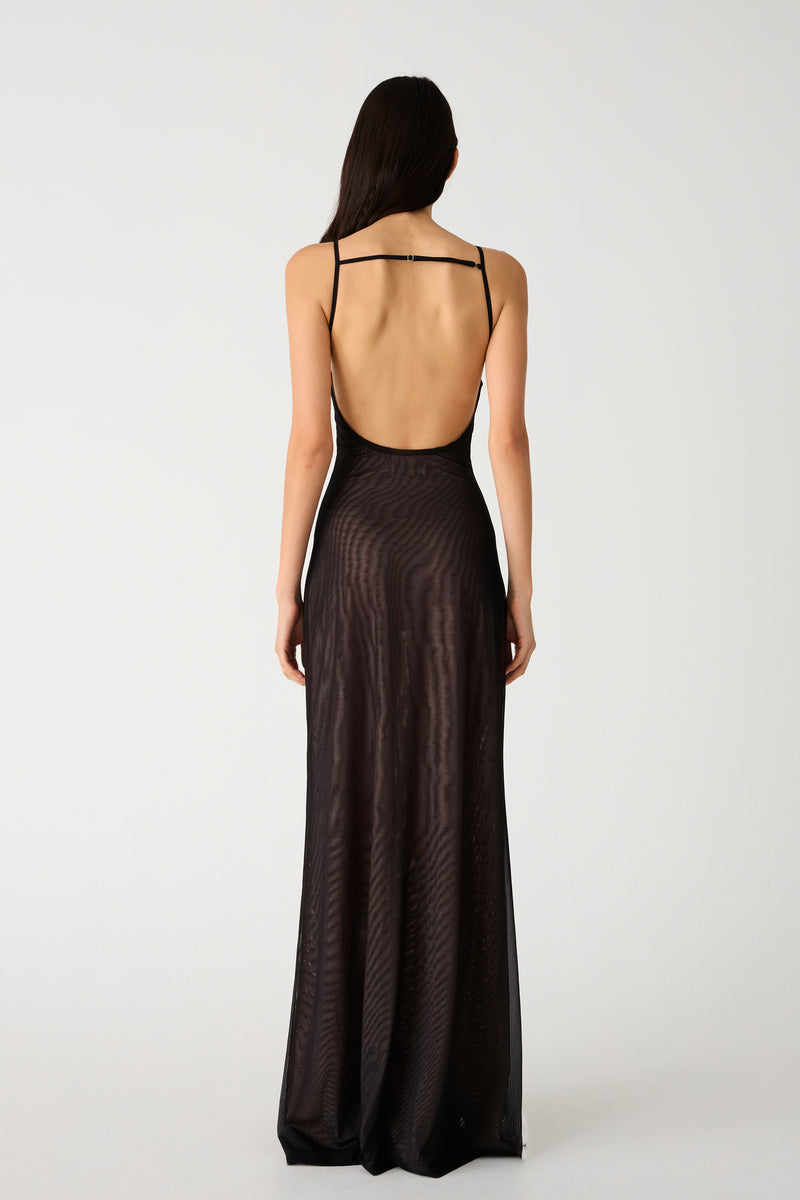 Misha Nina Mesh Gown - Black - SHOPJAUS - JAUS