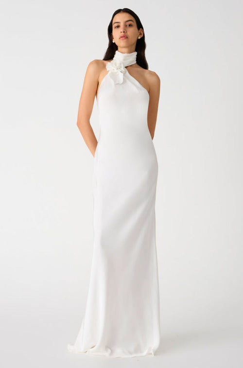 Misha Teresa Satin Gown - Ivory - SHOPJAUS - JAUS