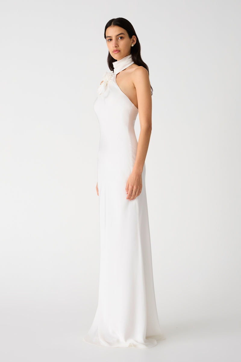 Misha Teresa Satin Gown - Ivory - SHOPJAUS - JAUS