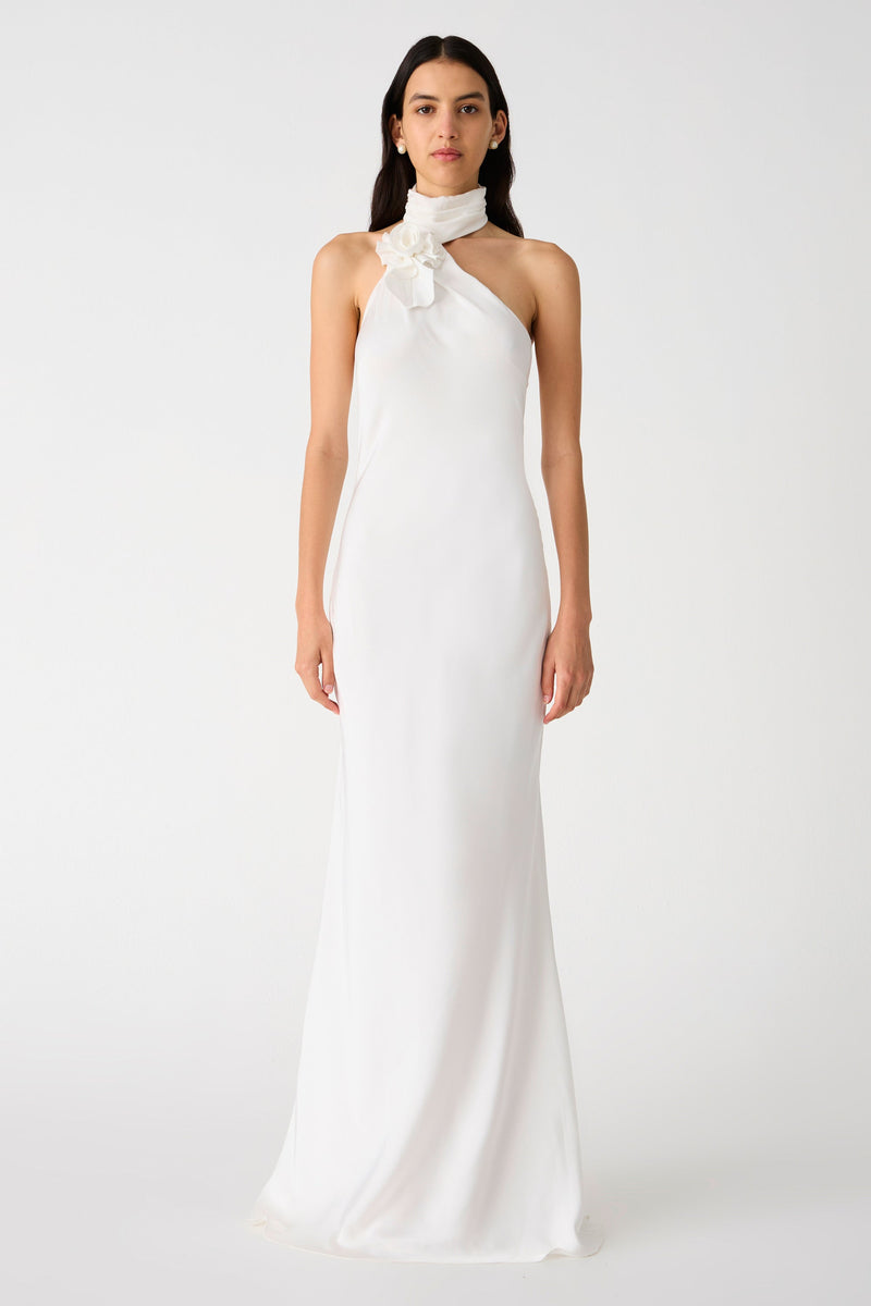 Misha Teresa Satin Gown - Ivory - SHOPJAUS - JAUS