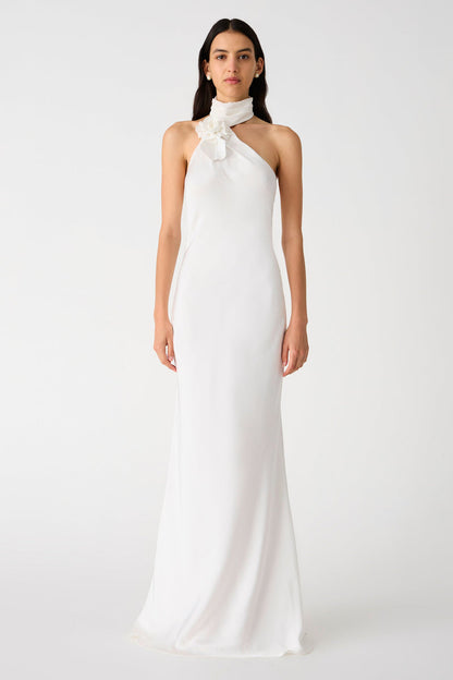 Misha Teresa Satin Gown - Ivory - SHOPJAUS - JAUS