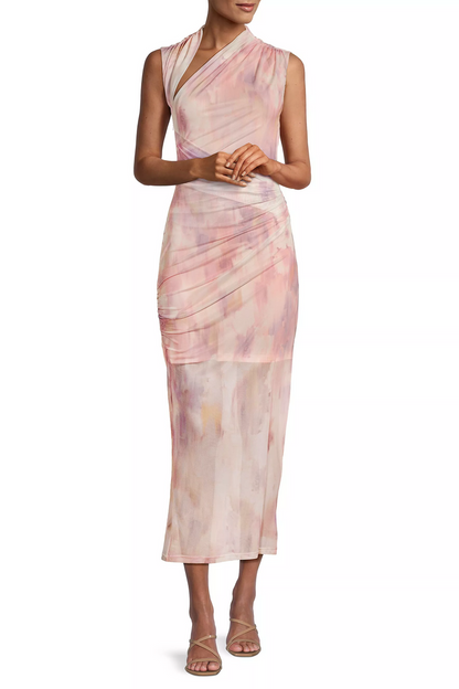 Misha Tillie Mesh Midi Dress - Waterlily Print - SHOPJAUS - JAUS