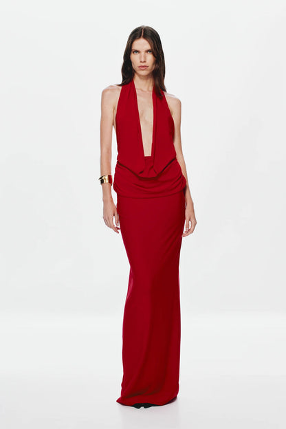 Misha Vanessa Jersey Maxi Dress - Cherry