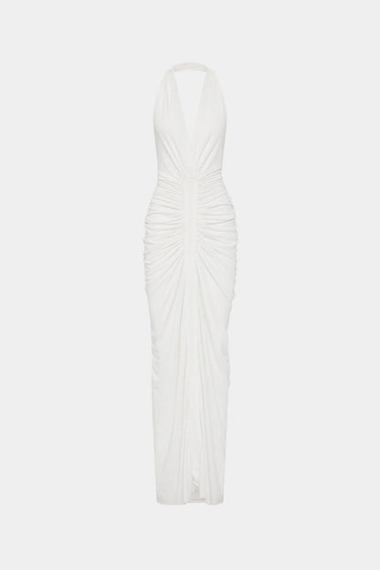 Misha Venus Gathered Cupro Dress - Ivory