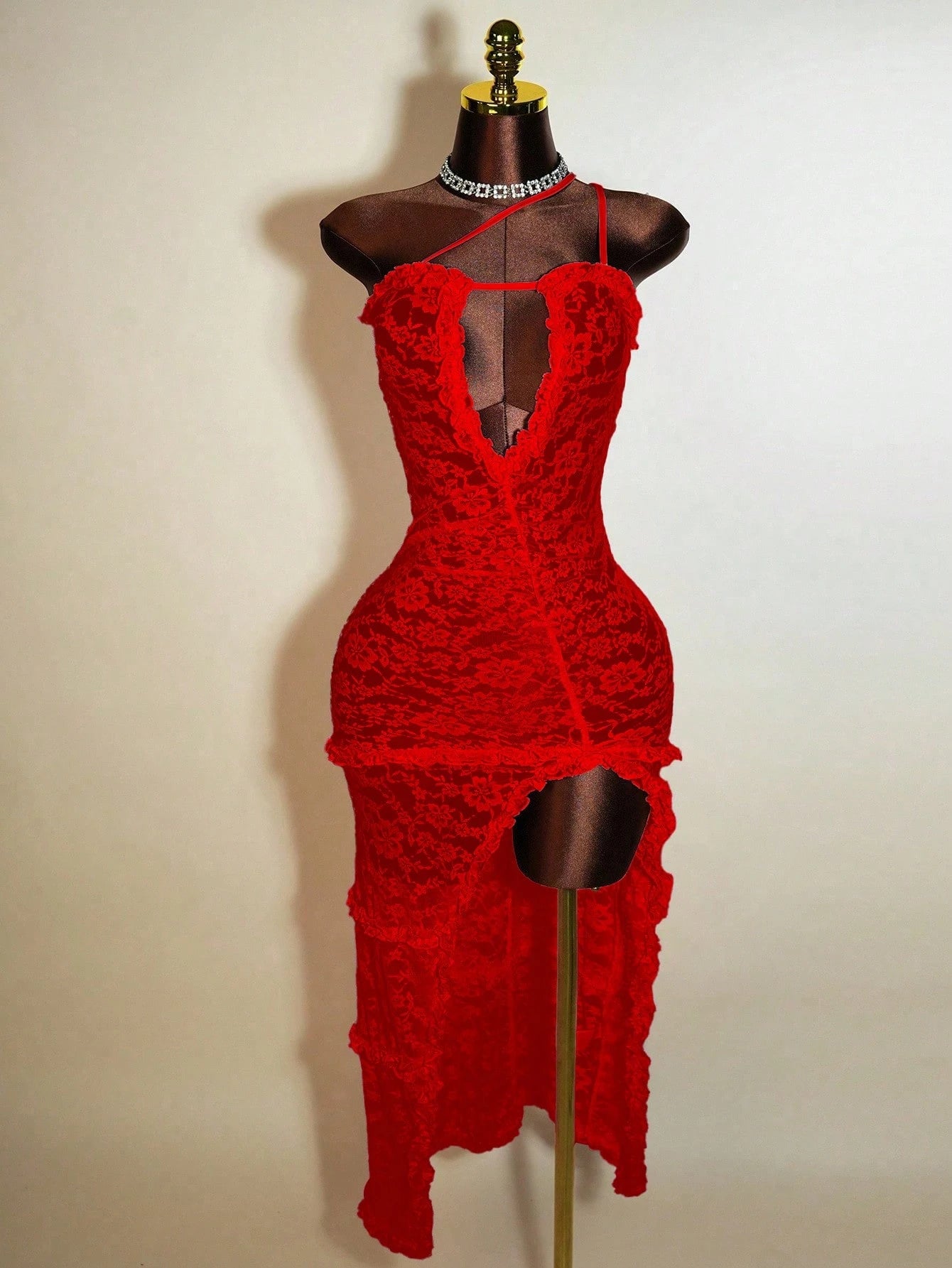 Mistrie Women's Lace Halter Minimalist Dress, Suitable For Summer