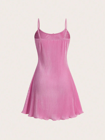 MOD Pleated Suspender Pink Sundress,Pastel Dresses For Women