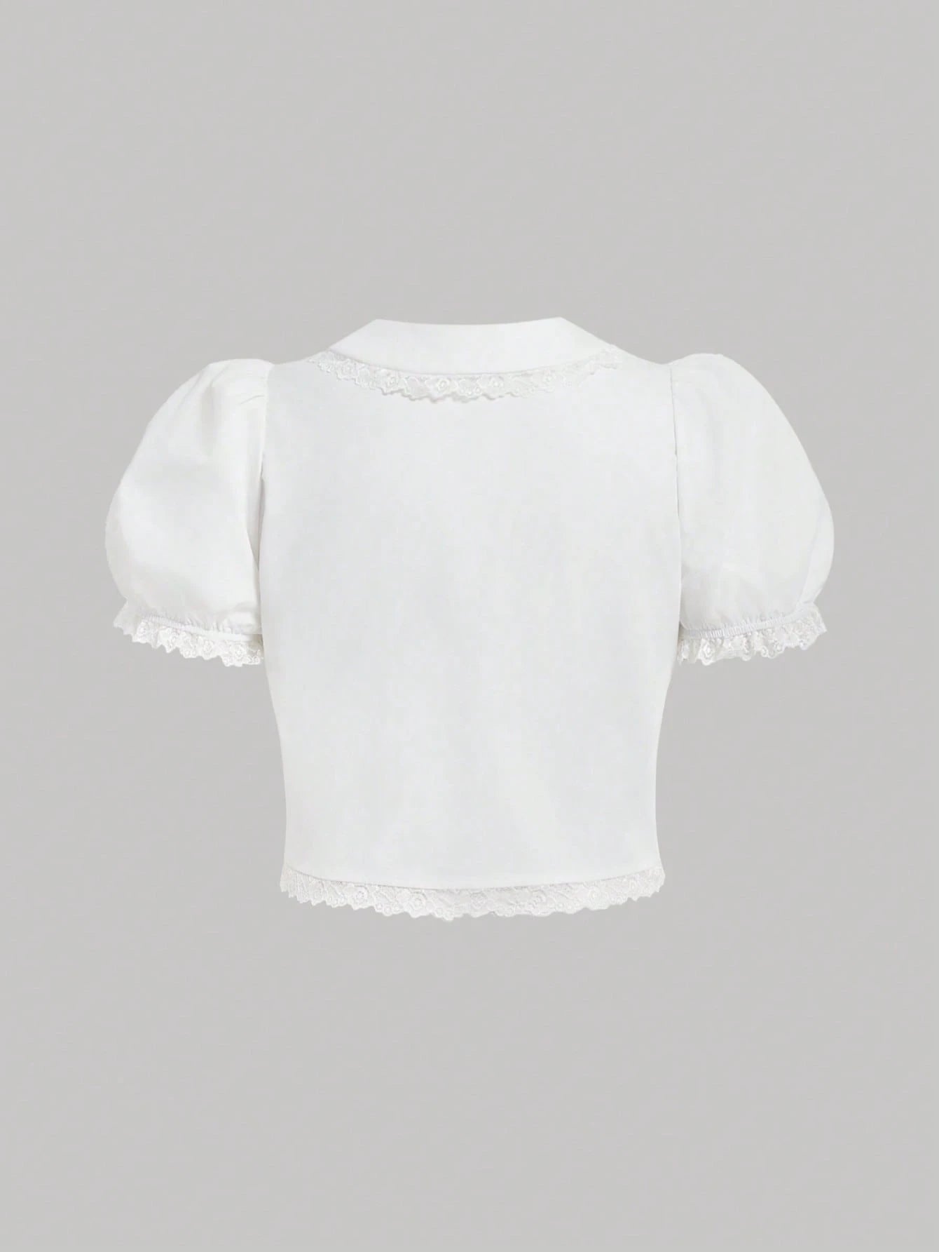 MOD Plus Size Kawaii White Lace Blouse Puff Sleeve Peter Pan Collar Shirt Cute Preppy Style Spring Summer Top