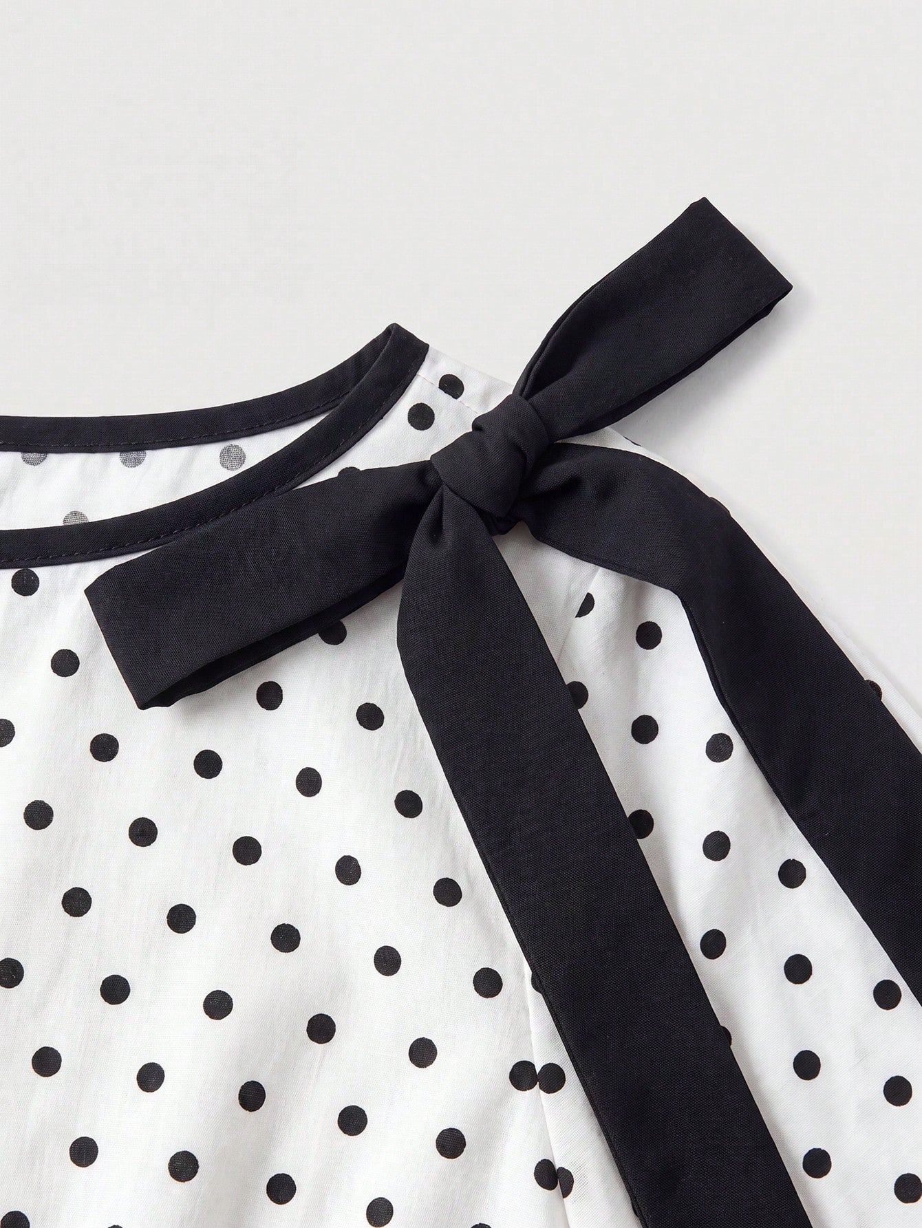 MOD Plus Size Polka Dot Bow Tie Tie-Front Ruffle Hem Blouse Fall