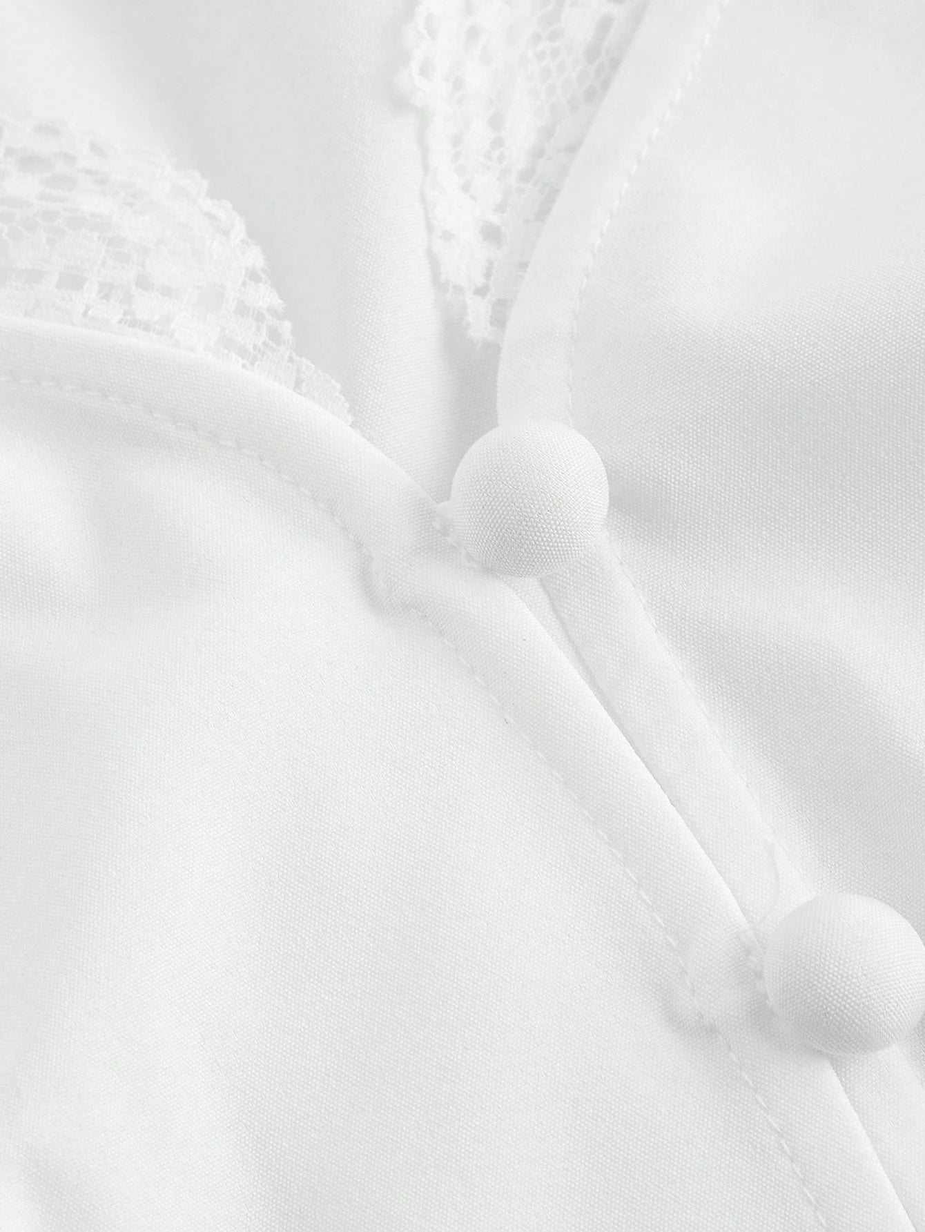 MOD Plus Size White Vintage Elegant Lace Trim Open Front Shirt Fall