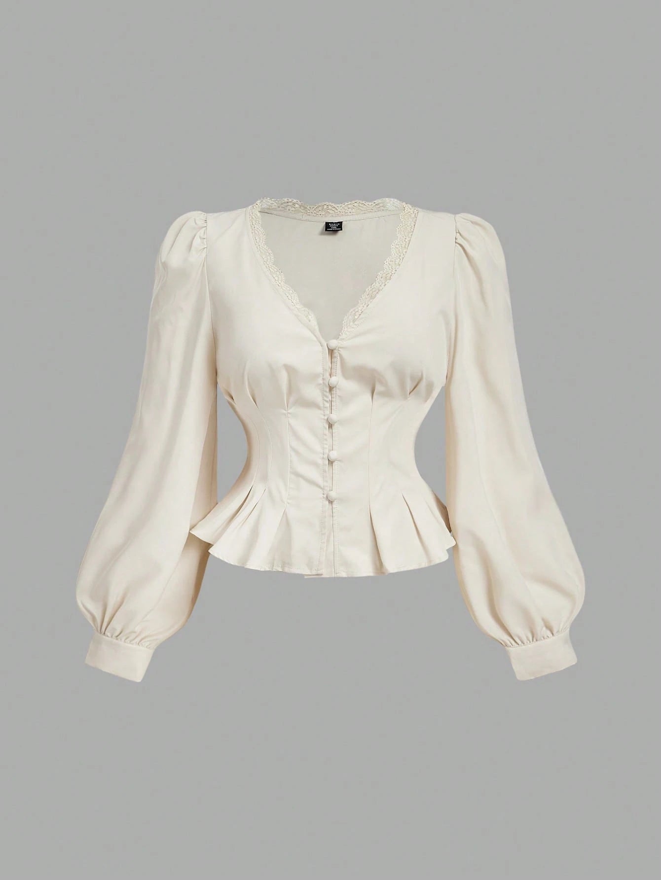 MOD Plus Size White Vintage Elegant Lace Trim Open Front Shirt Fall