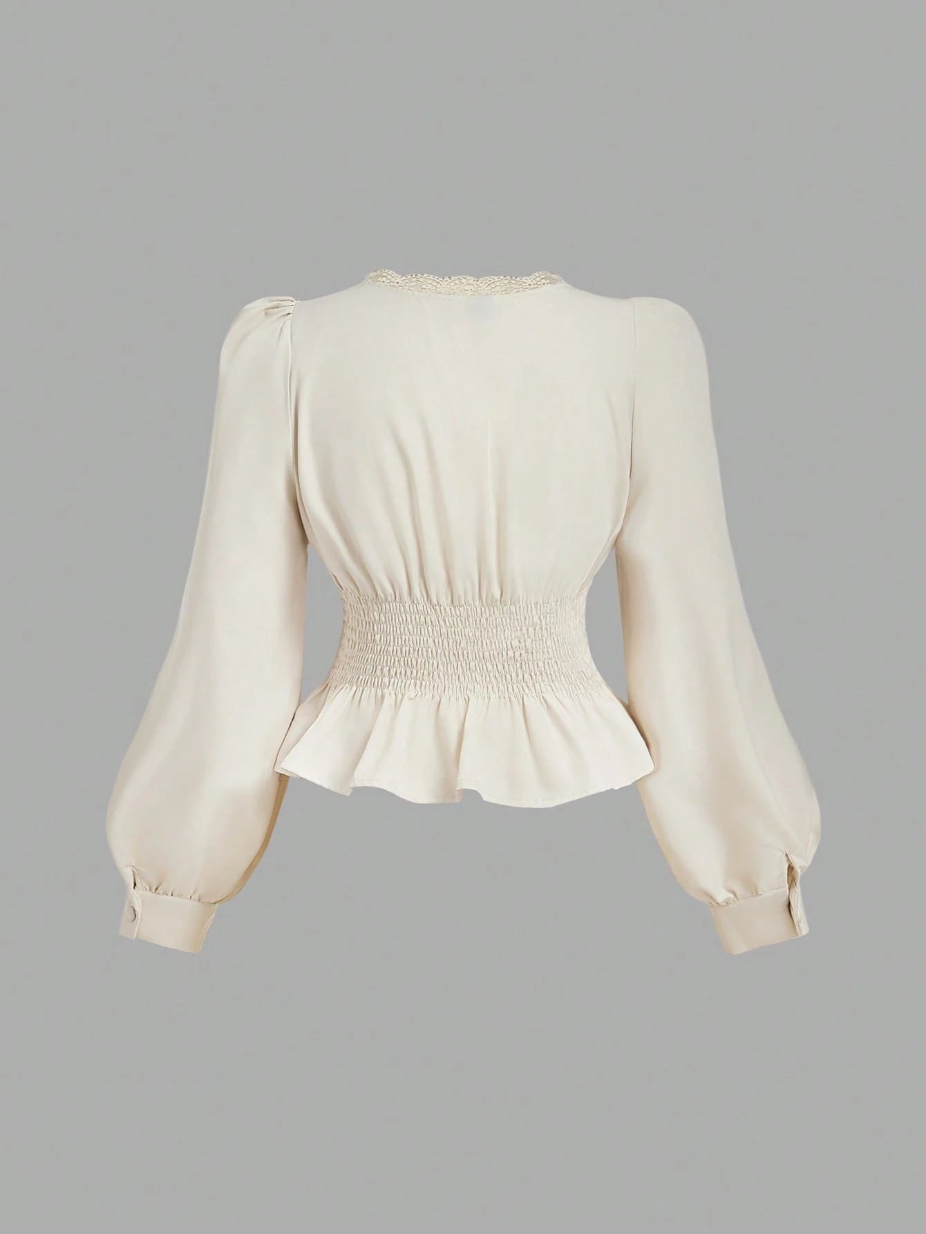 MOD Plus Size White Vintage Elegant Lace Trim Open Front Shirt Fall