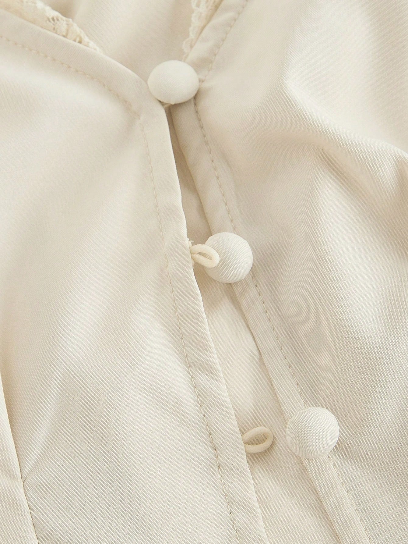 MOD Plus Size White Vintage Elegant Lace Trim Open Front Shirt Fall